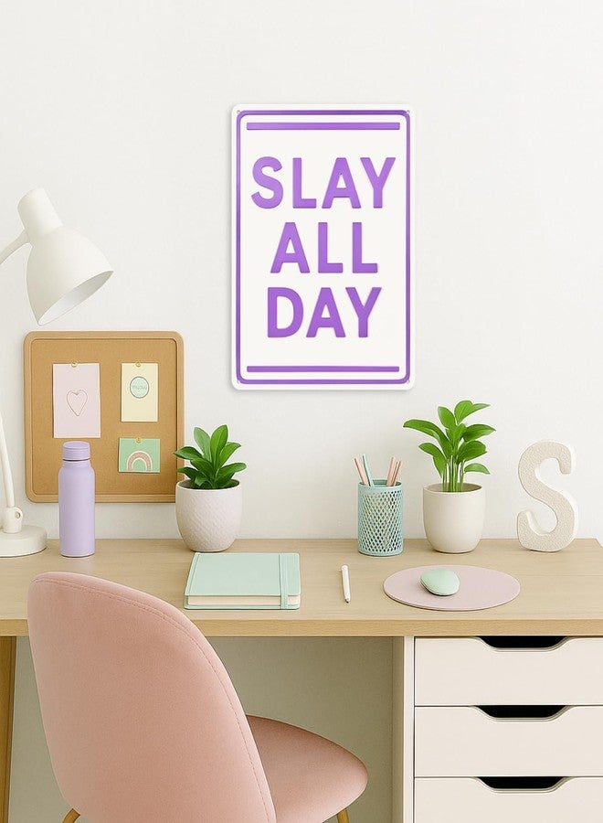 Opix Design Slay All Day Sign Purple - Purple Room Decor for Girls, Teen Girl Wall Art, Lavender Dorm Poster, Preppy Wall Decor for Teen Bedroom by Opix Design, Tween Vanity or Makeup Room - Image 3